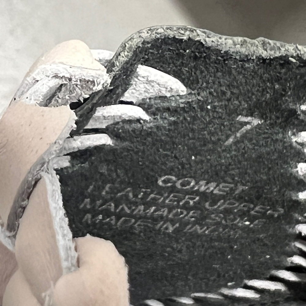 NEW Band of the free COMET BONE AND BLACK WOVEN LEATHER MULE Huaraches  Sz 7 - Picture 6 of 10